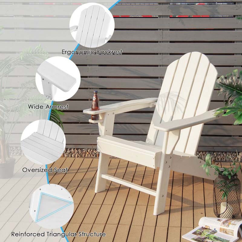Outdoor All-Weather HDPE Adirondack Chair with Cup Holder