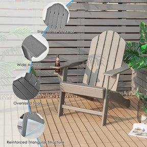 Outdoor All-Weather HDPE Adirondack Chair with Cup Holder