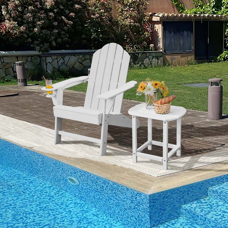 Outdoor All-Weather HDPE Adirondack Chair with Cup Holder