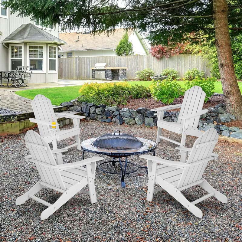 Outdoor All-Weather HDPE Adirondack Chair with Cup Holder