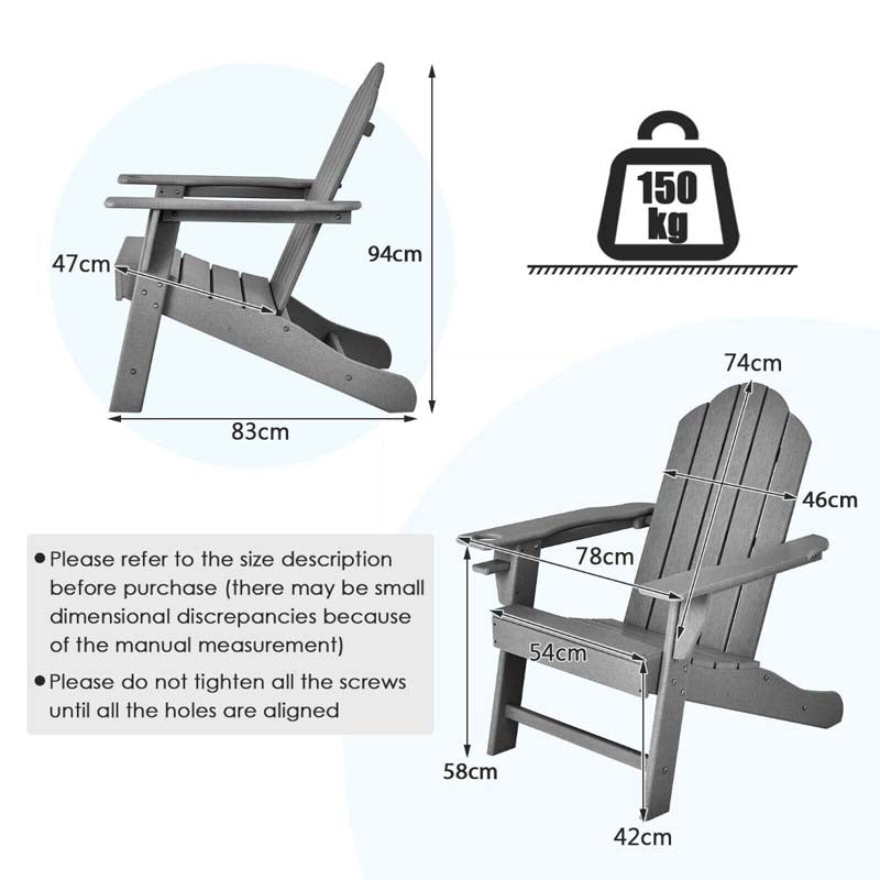 Outdoor All-Weather HDPE Adirondack Chair with Cup Holder