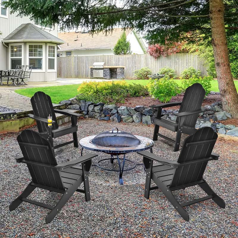 Outdoor All-Weather HDPE Adirondack Chair with Cup Holder