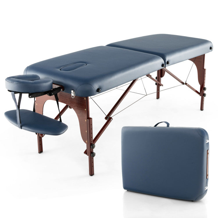 Foldable and Adjustable Massage Table with Carrying Case for Home and Beauty Salons