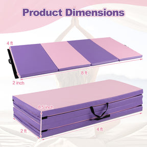 Folding Gymnastics Mat with Carry Handles for Yoga and Fitness
