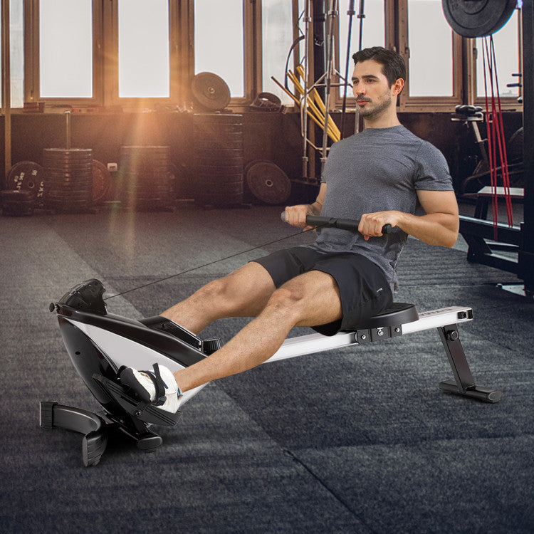 Folding Magnetic Rowing Machine with Adjustable Oxygen Resistance and LCD Display