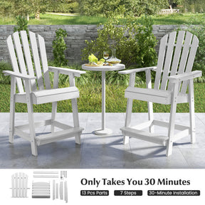 HDPE Patio Chair Bar Stool with Armrest and Footrest for Indoor and Outdoor