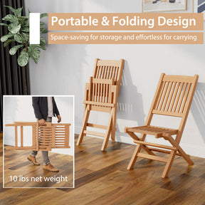 Indonesia Teak Wood Patio Folding Dining Chair with Slatted Seat for Camping Picnic