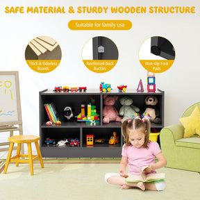 Hikidspace 2-Shelf Bookcase 5-Cube Wood Kids Toy Storage Cabinet Organizer