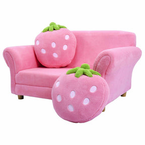 Kids Strawberry Armrest Chair Sofa with Pillows