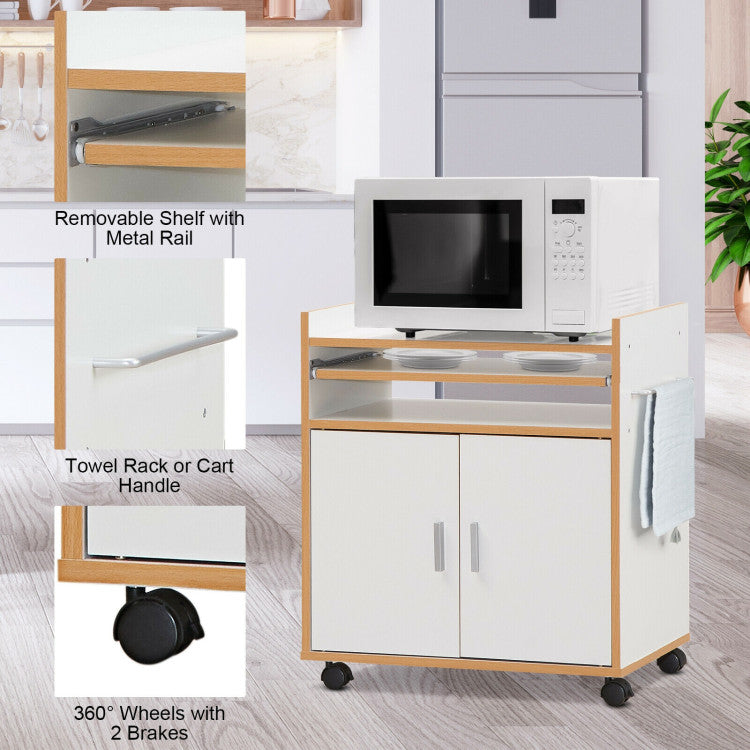 Hikidspace Kitchen Island on Rolling Wheels with Removable Shelf and Towel Rack