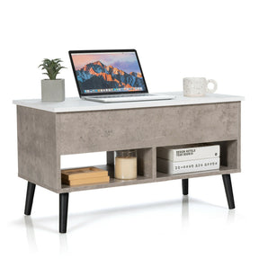 Hikidspace Lift-Top Coffee Table with Hidden Storage and 2 Open Shelves