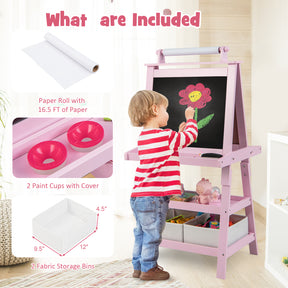 Hikidspace MDF Kids Art Easels with Storage Space and Chalk Board