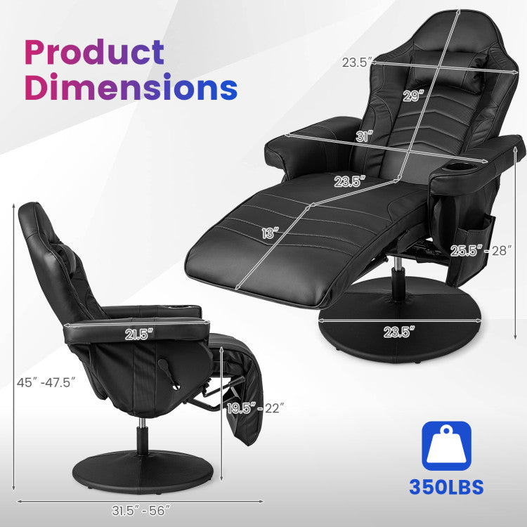 Massage Gaming Recliner Chair with Adjustable Height and 8 Modes