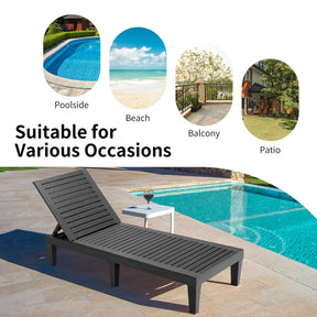 Outdoor Chaise Lounge Chair with 5 Positions Adjustable Backrest for Patio and Garden