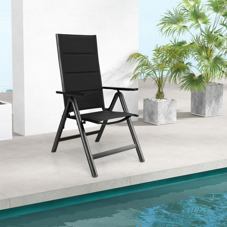 Outdoor Folding Patio Dining Chair with Soft Padded Seat and 7 Adjustable Backrest
