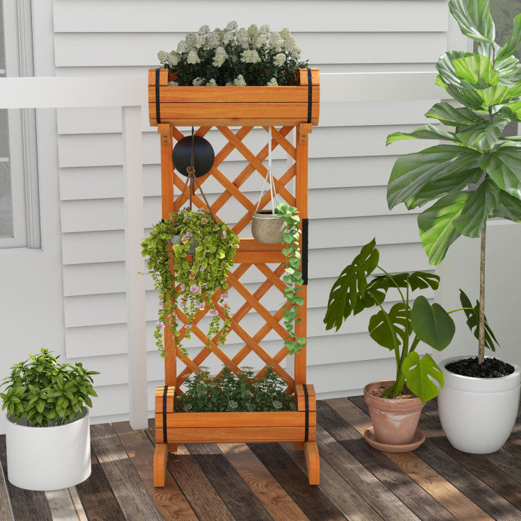 Planter Raised Bed with Trellis for Plant Flower Climbing