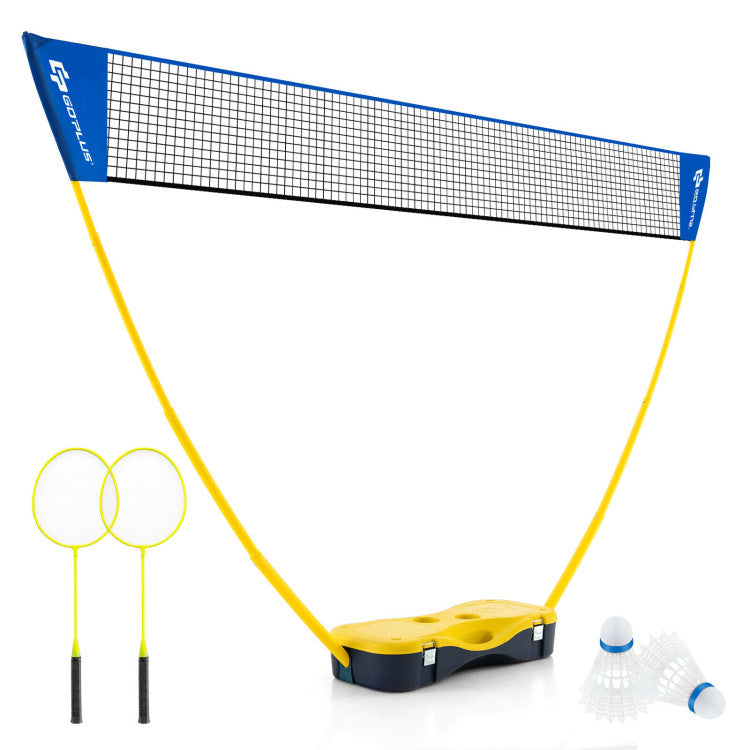 Portable Badminton and Net Set with Shuttlecocks and Storage Box