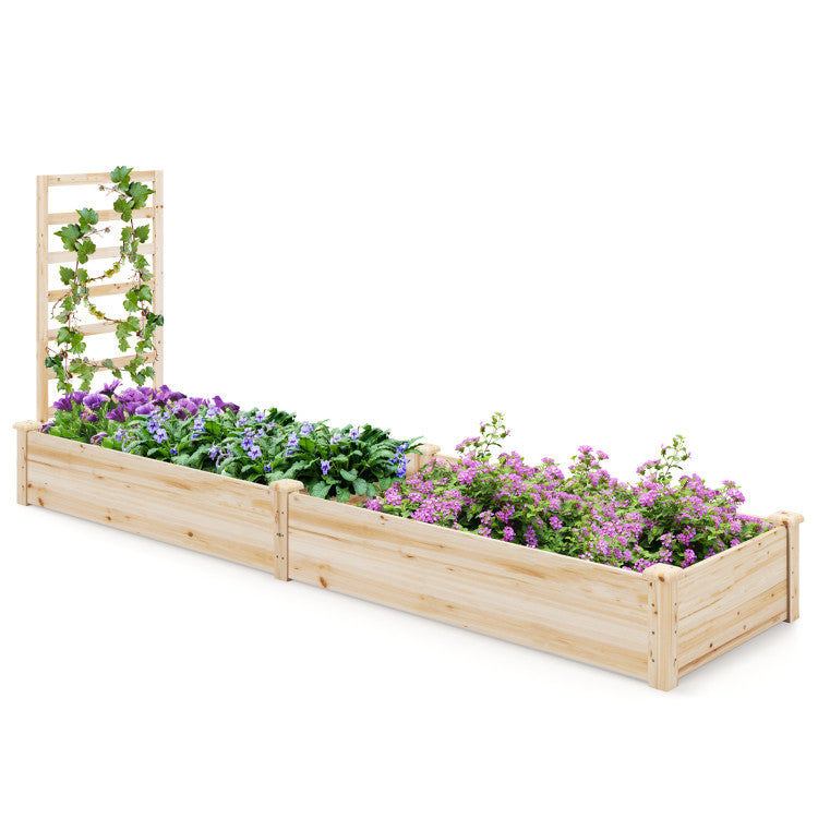 Raised Garden Bed with Planter Box and Trellis for Outdoor Patio