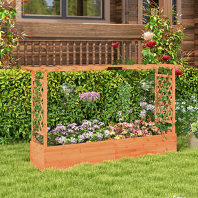 Raised Garden Bed with Side Trellis Hanging Roof and Planter Box