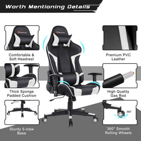 Hikidspace Reclining Swivel Massage Gaming Chair with Lumbar Support