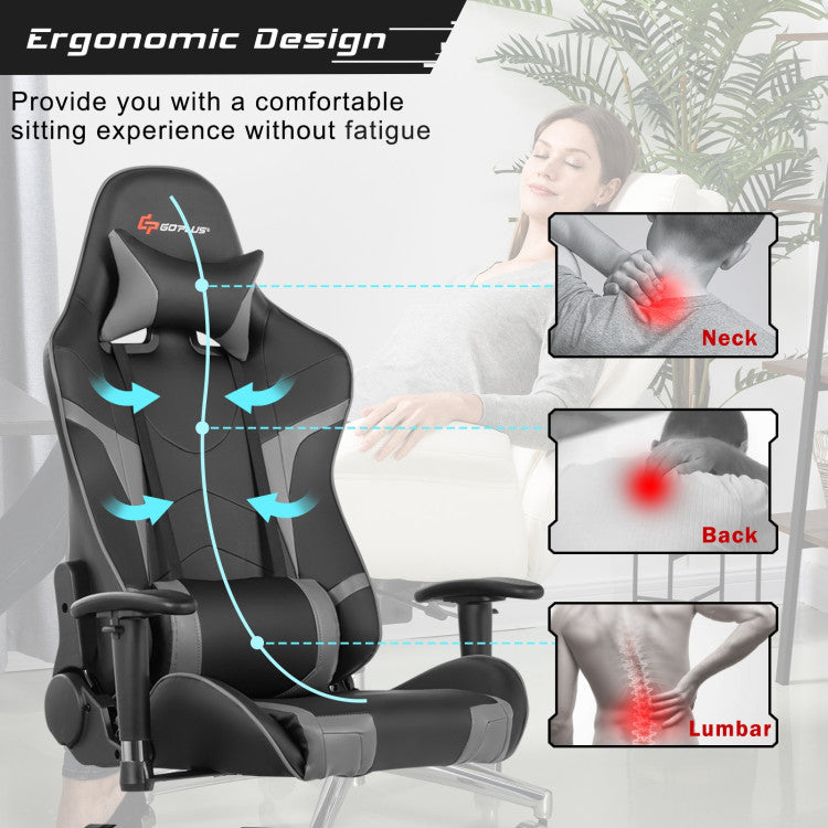 Hikidspace Reclining Swivel Massage Gaming Chair with Lumbar Support