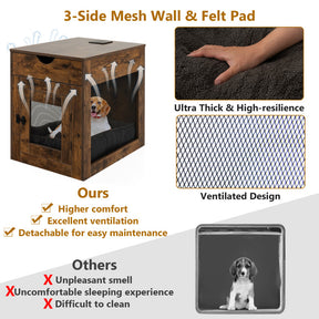 Removable and Lockable Wooden Dog Kennel Drawer with Wired and Wireless Charging Device