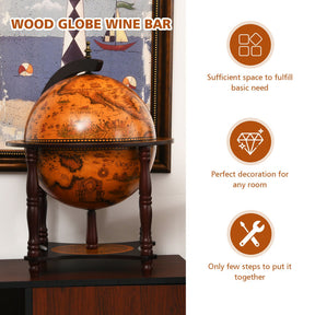 Hikidspace Retro Wine Rack Globe Bar Stand for Kitchen, Restaurant and Living Room