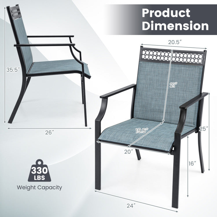 Set of 2 Outdoor Patio Dining Chairs with Weather Breathable Fabric
