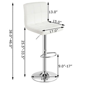Set of 2 Square Swivel Adjustable Bar Stools with Soft Back and Footrest