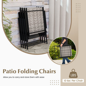 Set of 4 Patio Folding Dining Chairs with Armrests for Garden Backyard Lawn