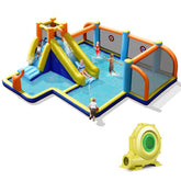 7-in-1 Soccer-Themed Inflatable Water Slide with 680W Blower