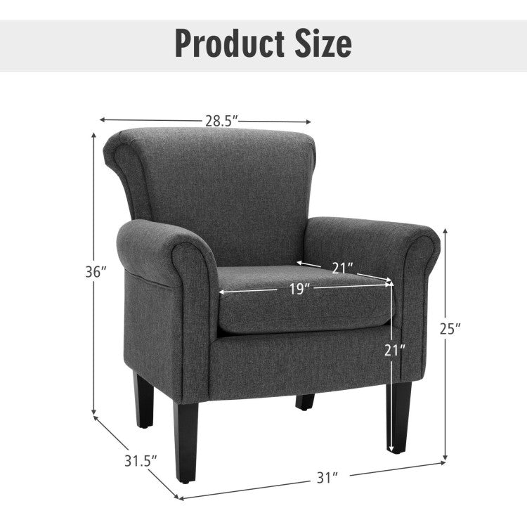 Hikidspace Upholstered Fabric Accent Chair with Adjustable Foot Pads