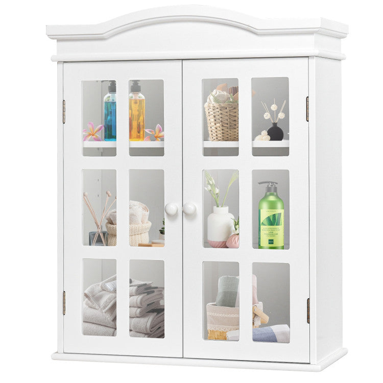Hikidspace Wall-Mount Double Doors Storage Cabinet for Bathroom and Living Room