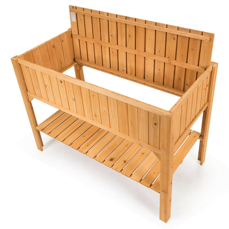Wooden Raised Garden Bed Planter Box Shelf for Patio and Balcony