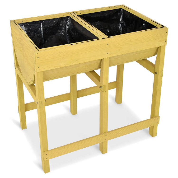 Wooden Raised Planter Bed with Liner for Vegetable and Flower