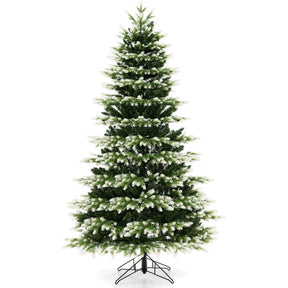 6/7 Feet Hinged Artificial Snow Flocking Christmas Tree with 350/500 LED Lights Remote Control