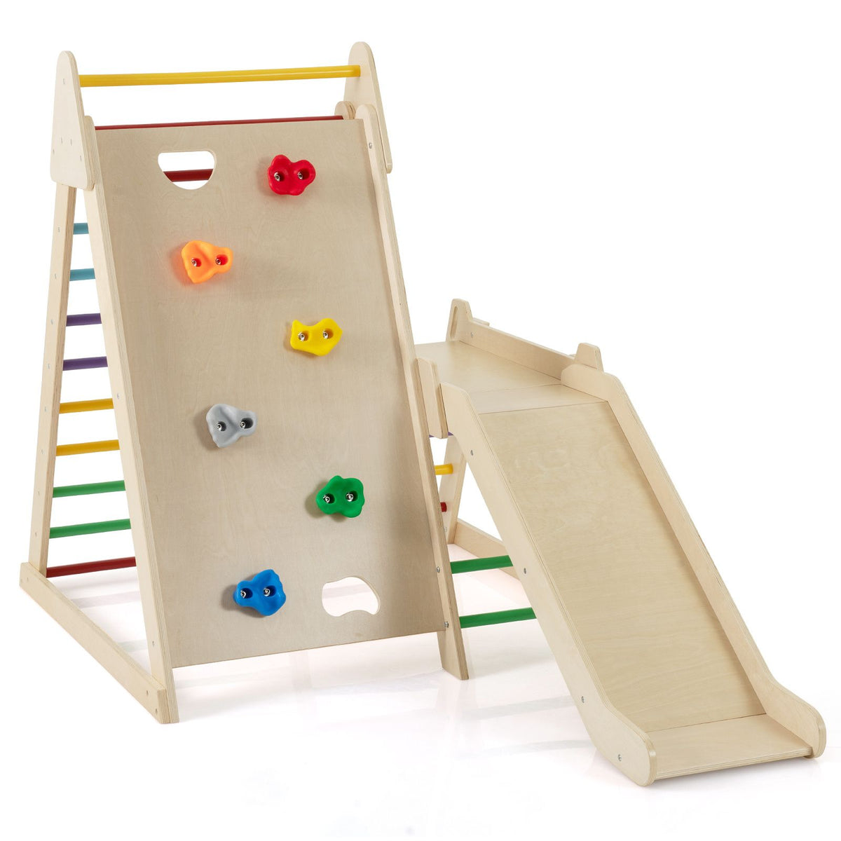 3-In 1 Jungle Gym with Extended Slide and Rock Climbing for Kids 3+