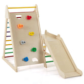 3-In 1 Jungle Gym with Extended Slide and Rock Climbing for Kids 3+
