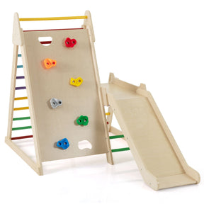 3-In 1 Jungle Gym with Extended Slide and Rock Climbing for Kids 3+
