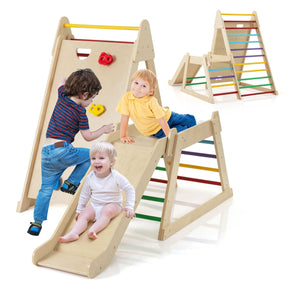 3-In 1 Jungle Gym with Extended Slide and Rock Climbing for Kids 3+