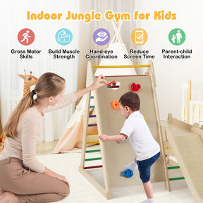 3-In 1 Jungle Gym with Extended Slide and Rock Climbing for Kids 3+