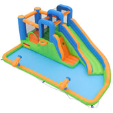 Inflatable Water Slide Park, Kids Inflatable Bounce House with Slide, Jumping Area, Splash Pool, 2 Climbing Walls & Water Cannons, Basketball Hoop, Outdoor Blow-up Bouncy Castle for Yard, Lawn, Party, without Blower