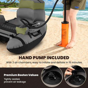 Inflatable Fishing Float Tube Portable with Shoulder Straps and Hand Pump