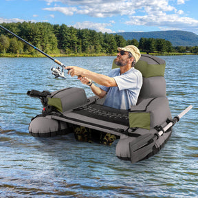 Inflatable Fishing Float Tube Portable with Shoulder Straps and Hand Pump