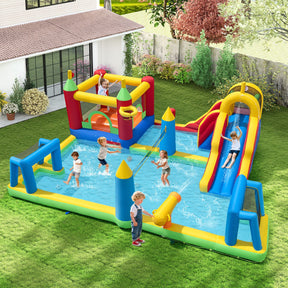 Inflatable Water Slide Bounce House 9-in-1 Jumping Castle with Climbing Wall Blower Excluded