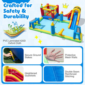 Inflatable Water Slide Bounce House 9-in-1 Jumping Castle with Climbing Wall Blower Excluded
