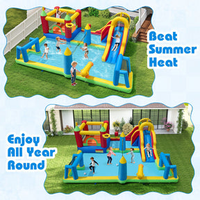 Inflatable Water Slide Bounce House 9-in-1 Jumping Castle with Climbing Wall Blower Excluded