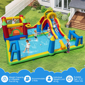 Inflatable Water Slide Bounce House 9-in-1 Jumping Castle with Climbing Wall Blower Excluded