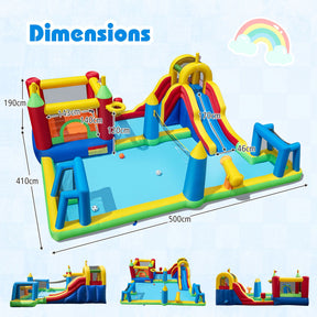 Inflatable Water Slide Bounce House 9-in-1 Jumping Castle with Climbing Wall Blower Excluded