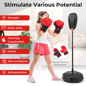 Inflation-Free Boxing Set with Punching Bag and Boxing Gloves for 5+ Years Old Kids